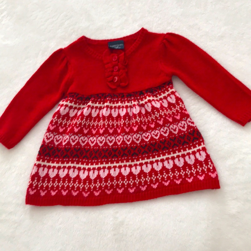 Baby Dress 3-6 Mo Valentines! Knit, Hearts, Red